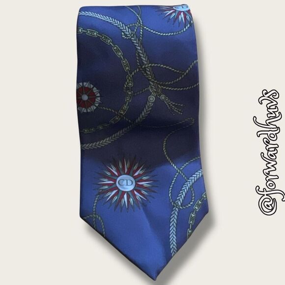 Vintage Christian Dior Monsieur Necktie with CD Logo and Pattern - Picture 8 of 10